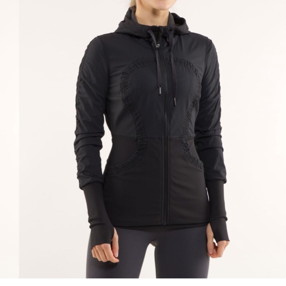 Lululemon Athletica Transferable Dance Studio Jacket Black and Gray with Hood